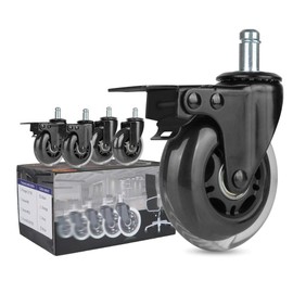 Office Chair Caster Replacement Wheel for Hardwood Floor and Carpet, Heavy Duty Universal Floor Safe Caster Set of 5,Rubber Wheels Office Chair to Replace Office Chair mats,fits 98% Chairs