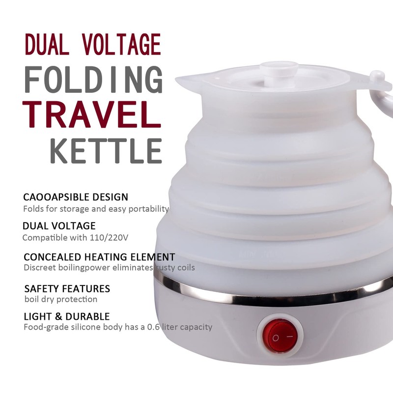 T-magitic Travel Kettle, Fordable Electric kettle, Collapsible Kettle Dual Voltage,boil