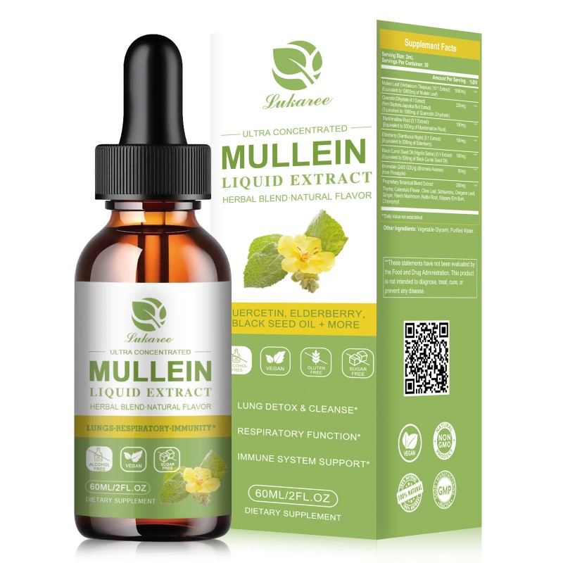 Mullein Leaf Extract Drops, Vegan Liquid Herbal Supplement, Supports Respiratory