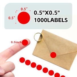PARLAIM 1/2" Round Color Coding Labels, 1000 Circle Dot Stickers in Plastic Dispenser Box, 0.5 inch Diameter, Red