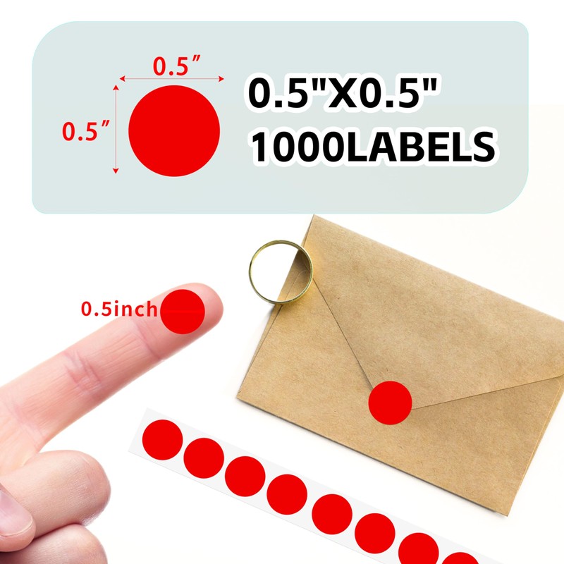 PARLAIM 1/2" Round Color Coding Labels, 1000 Circle Dot Stickers