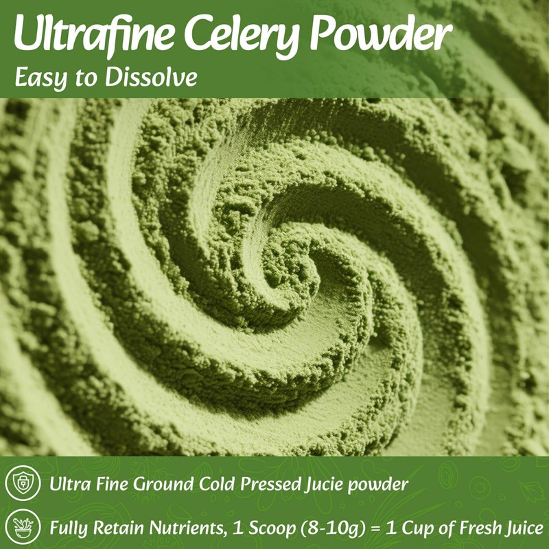 Fangkic Pure Celery Powder, 20 oz/1.25 lb Fresh Celery Juice