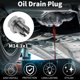 X AUTOHAUX M14.1x1 Oil Drain Plug Stainless Steel Oil Pan Drain Bolt Screw Thread Repair 1 x Drain Plug 1 x Hex Wrench 2 x Green Washers 1 x Black Washer