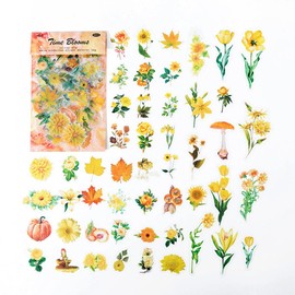 Alideco 100Pcs Flower Scrapbook Stickers Sets Fresh Transparent Floral Aesthetic Adults Scrapbooking Supplies Stickers for journaling (shiguangzhanfang)