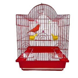 Small Bird Cage for Exotic Birds, Canaries, Parakeet, Finch & Small Parrot (Red)