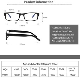 BIENCOOL 6 Pack Reading Glasses Traditional Frames for Men and Women Readers with Spring Loaded Hinges (Mix Color-4, 2.00, x)