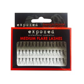 Exposed FALSE EYELASHES 100% Natural Hair HAND CRAFTED FLARE MEDIUM BLACK