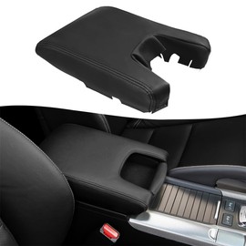 KBH Center Console Cover Replacement for Acura TL 2009 2010 2011 2012 2013 2014, Vinyl Leather, Car Armrest Skin Upholstery, Anti-Scratch, Black (Leather Part Only)