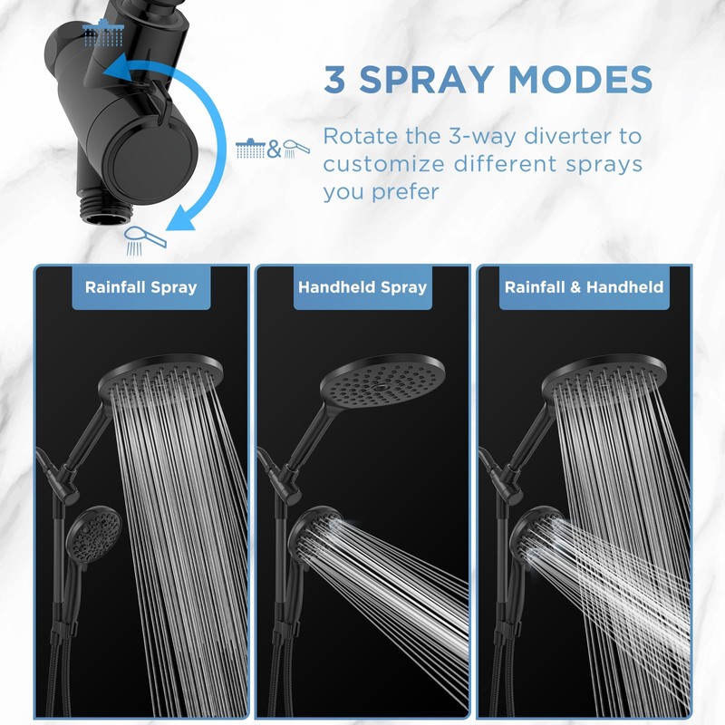 MakeFit Dual Handheld Shower Head Combo, 2-in-1 Rain Shower Heads