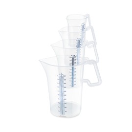 Thermohauser Measuring cup with closed handle, 500 ml, plastic PP, blue scale in litres and millilitres, 8300040083 transparent