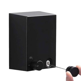 Youngine Indoor Outdoor Retractable Clothesline Wall Mounted Laundry Drying Rack with 4.2M/13.8ft Steel Rope Adjustable String Hanger, No Drilling & Self Adhesive (Black)