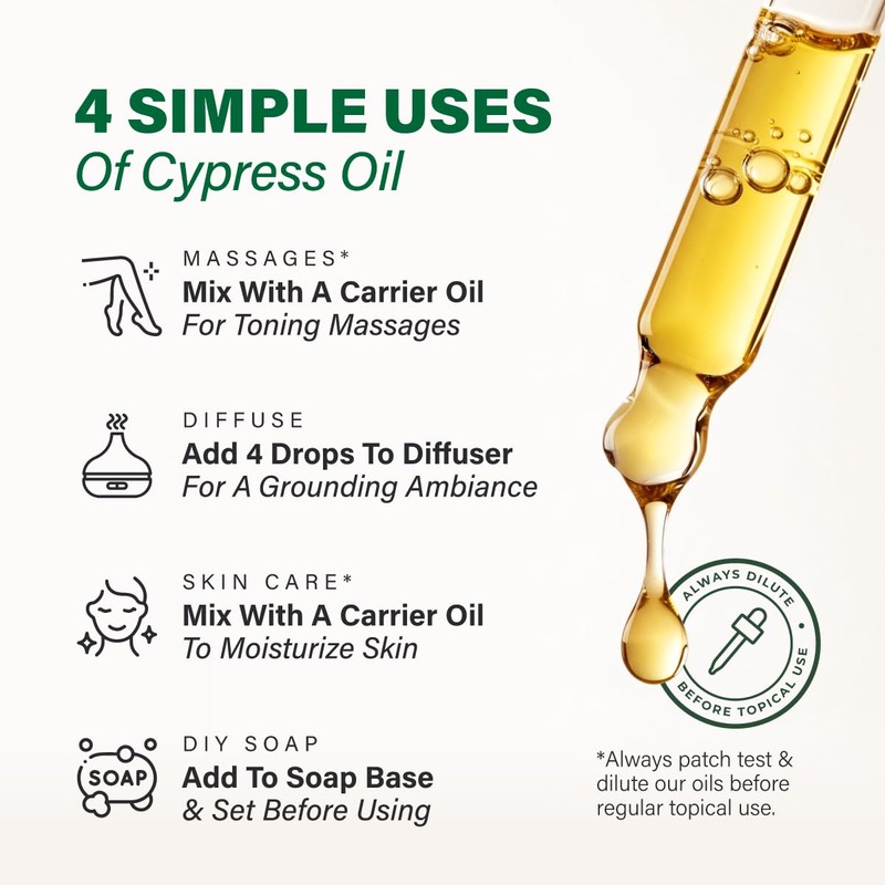 100% Pure Cypress Oil - 4 Fl Oz Cypress Essential