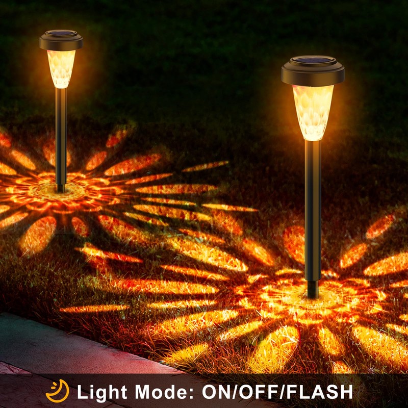 FIFlying Solar Light Outdoor 8 Pack Flame Solar Lamp Garden