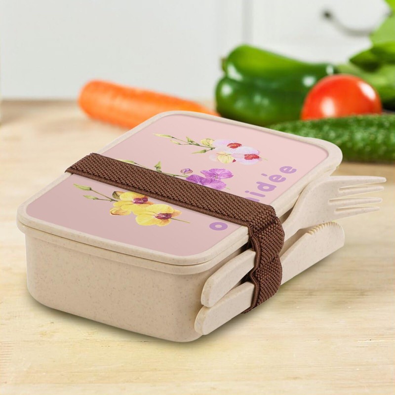 Fabulous Lunch Box Lunchbox mit Besteck, Rosa – Orchidee Blumen