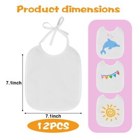 VIVIIHOO Pack of 12 Bibs for Painting with Textile Pens and Stencils for Baby Shower, Baby Shower, Gender Reveal Gift - DIY Baby Bibs and Bodysuits Painting (18 x 18 cm), White