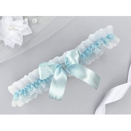 Pet-Jos Bridal Garter for Bride Blue Garter Lace Garter Bridal Wedding Garter Bridal Gifts Blue, White Blue
