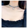 Deelfel Women's Choker Necklace, Octagonal Star Pendant, Crystal, Black, Glitter,