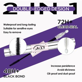 GAQQI Lash Bond and Seal + Bond and Remover Set, Waterproof Lash Cluster Glue, Strong Hold Eyelash Glue Set 2Pcs 10ml+10ml