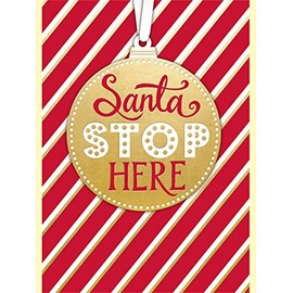 Santa Stop Here - With Detachable Hanging Decoration by Rachel Ellen Christmas Card