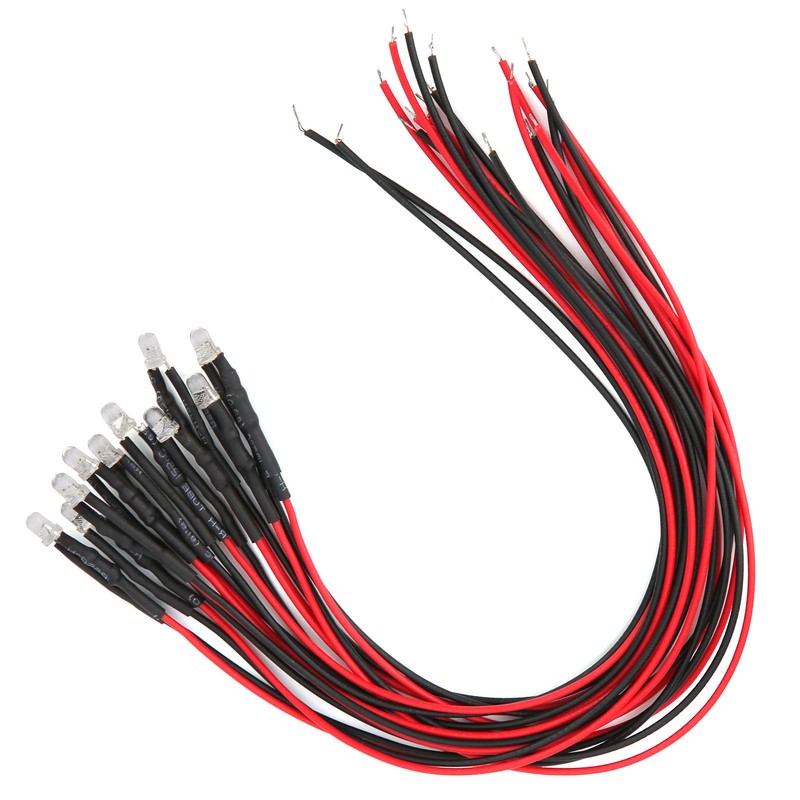 50Pcs LED Lights Emitting Diodes Pre Wired Prewired Round Head