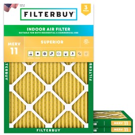 Filterbuy 20x23x1 Air Filter MERV 11 Allergen Defense (3-Pack), Pleated HVAC AC Furnace Air Filters Replacement (Actual Size: 19.50 x 22.50 x 0.75 Inches)