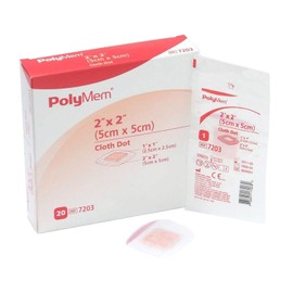 FERRIS Polymem 2" x 2" Cloth Dot PolyMeric Membrane Dressing BX of 20