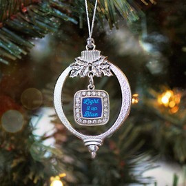 Inspired Silver - Light It Up Autism Awareness - Silver Christmas Ornament - Square Charm Christmas Tree Ornament with Cubic Zirconia - Holiday Hanging Decoration