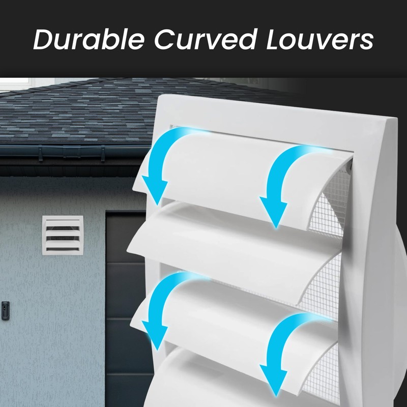 White Exhaust Hood Vent 4'' Inch with Built-in Pest Guard