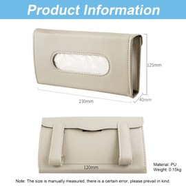 Car Tissue Holder - Multipurpose Car Visor Tissue Holder Leather Hanging Paper Towel Holder Fashion Car Sunshade Napkin Holder Durable Car Accessories Easy Install Suitable for Most Cars(1 Black+1 Beige)