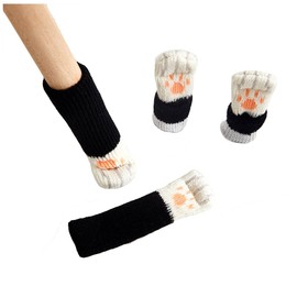 Pmnzdy Pack of 8 Furniture Socks, Chair Leg Socks, Furniture Leg Caps, Knitted Cat Paws, Furniture Feet, Non-Slip Chair Caps, Feet Pads, Chair Leg Socks for Table, Sofa, Black