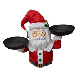 Christmas Santa Snowman Plate Resin Snack Tray Christmas Figurine Snacks Holder for Christmas Dinner and Party