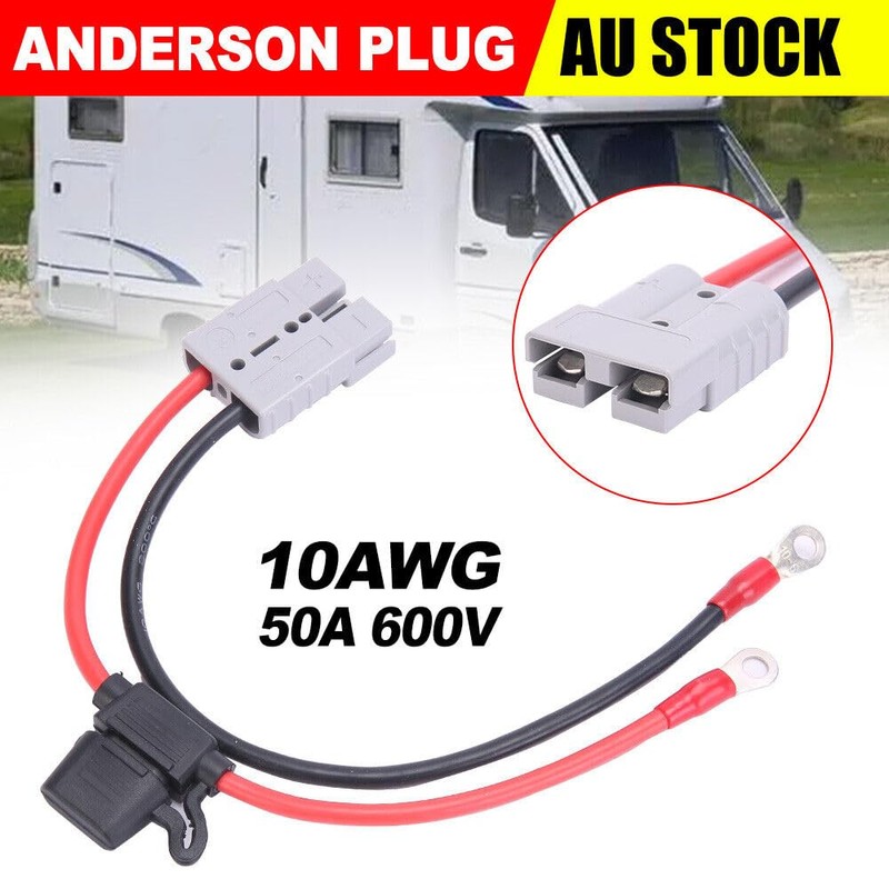 KUGONTC 2pcs Fused Anderson Plug Connector Lead 50Amp Plug to
