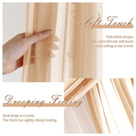 Taeku Wedding Arch Draping Fabric – 30" x 20FT Sheer Chiffon Backdrop Curtain for Ceremony, Bridal Shower, Party or Outdoor Decor – Soft Flowing Fabric for Arches Aisles (Champagne)