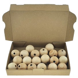 der kleine Handwerker 20 x Wooden Balls Diameter 35 mm with 8 mm Hole for Crafts Made of Beech Wood - Wooden Beads Drilled - Made in Austria