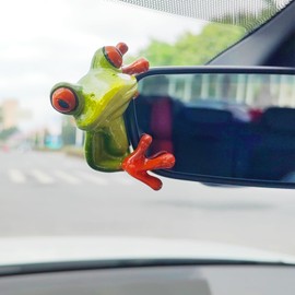 Frog Car Accessories Rear View Mirror Hanging Accessories, Car Dashboard Center Console Ornament Computer Display Screen Decoration, Cute Car Decor Office Desktop Decor
