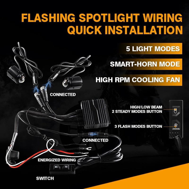 Sidaqi Motorcycle LED Fog Lights Amber White 50W Super Bright