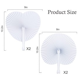 4PCS Heart Shaped Paper Fans Folding Hand Fan White Paper Heart Fan Paper Fan Handheld Paper Fan Folding Handheld Fan Folding Paper Fans Round Paper Fan Decorations Wedding Fans for Guests