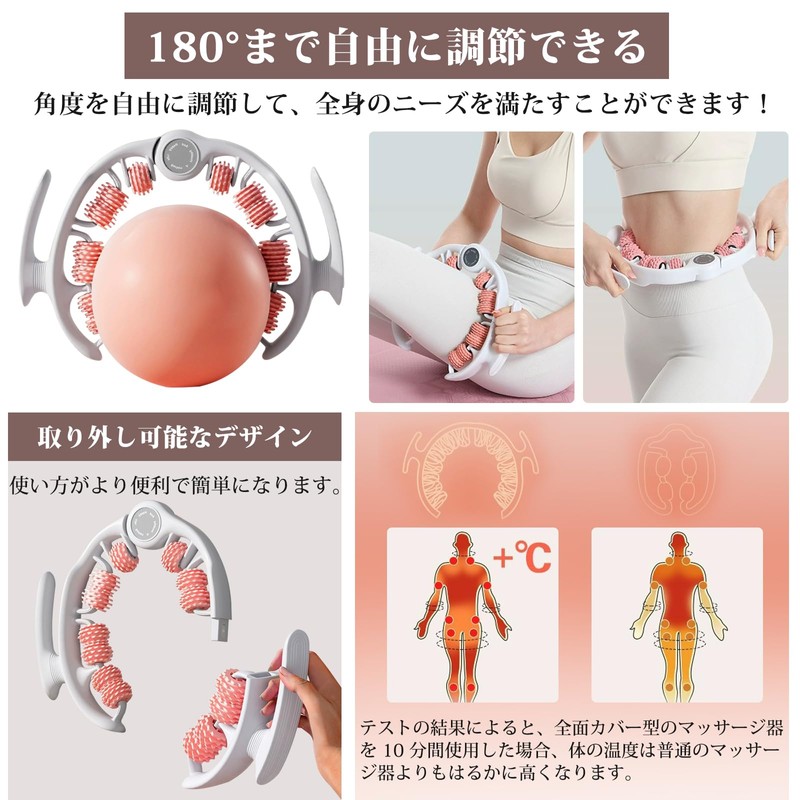 L-Tou Massage Roller, Myofascial Roller Ring Massager, Removable Handle, Multi-functional
