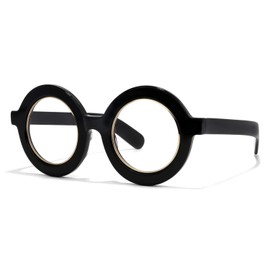 VOOGLAM Retro Round Blue Light Blocking Glasses for Women Men Anti Eyestrain UV Eyewear Black Almon GOA01776-01