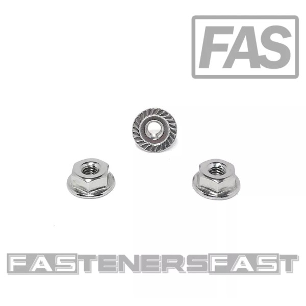 FAS (50) 8-32 Stainless Steel Serrated Flange Nuts 304 Stainless