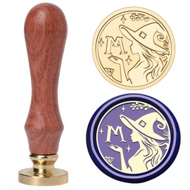 YOLAKIS Alphabet M Wax Seal Stamp Magical Girl Style Initial Letter Wax Stamp Brass Head Ideal for Decorating Christmas Cards Envelopes Gift Wraps Wedding Invitations(Magic M)