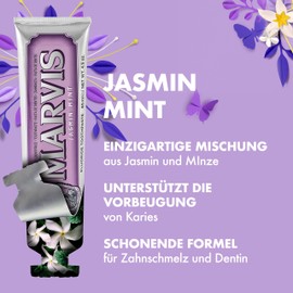 Marvis Marvis Zahnpasta Jasmin Mint, 85 ml, einzigartig aromatische Zahncreme fördert gesundes Zahnfleisch und lang anhaltende Frische, Zahnpasta mit Geschmack nach Jasminblüten