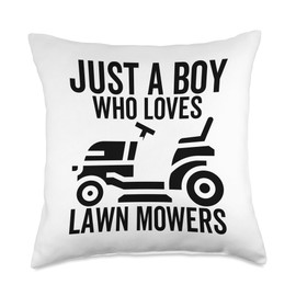 Funny Lawn Mowing Boys Kids Lawn Mower Farm Gardening Throw Pillow