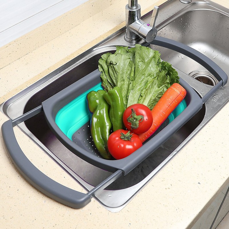 Qimh Colander collapsible, Colander Strainer Over The Sink Vegetable/Fruit Colanders