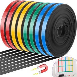 Saypacck 8 Rolls Magnetic Tape Roll Thin Strips, 0.39 in x 33 ft Magnetic Whiteboard Graphic Decorative Dry Erase Colorful Magnetic Board Dividers for Marking Line Classroom Office Art(Mixed Color)
