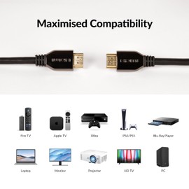 Pro Signal Ultra High Speed HDMI Cable 1m – 8K@60Hz, 4K@120Hz, 48Gbps, HDR, ARC, eARC, Gold-Plated, Zinc Alloy Headshells – Black (PSG3324-HDMI-1M)