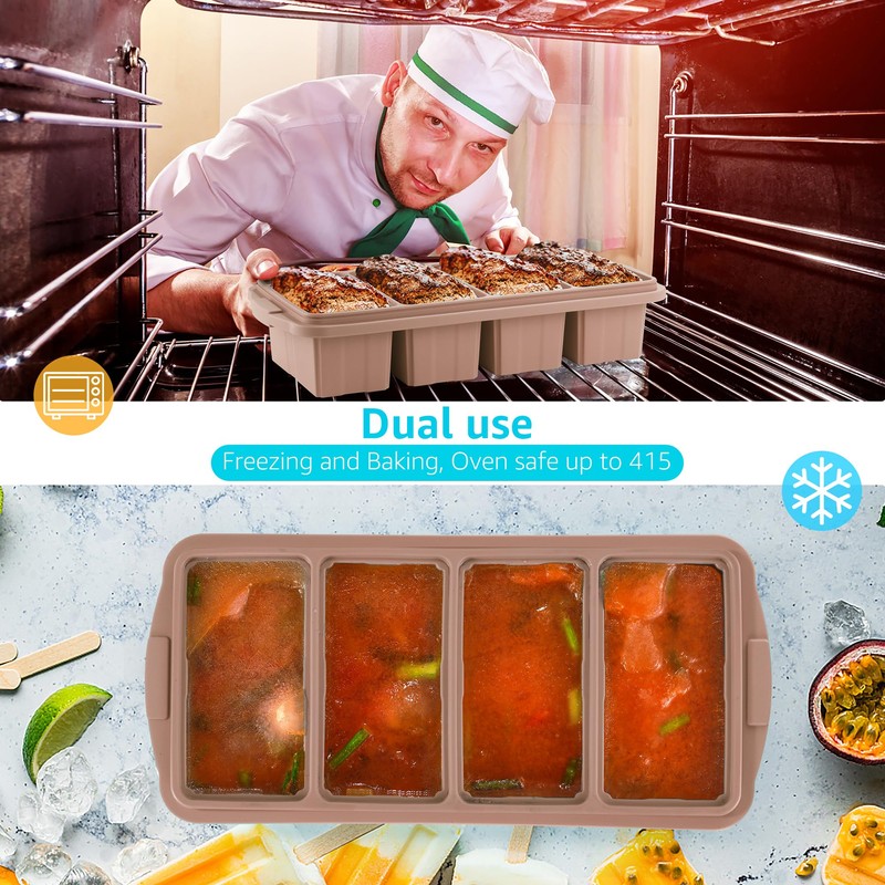 Ztomine Silicone Freezer Tray With Lid - Silicone Freezer Food