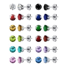 Stainless Steel,Stud Earrings for Women Hypoallergenic Earrings Set 12 Pairs Value Packaging