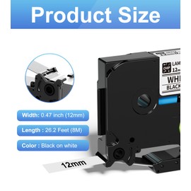 12mm 0.47 Laminated White Label Tape Relpacement for TZe-231 TZ-231 Brother Label Maker Tape, BZ Black on White Label Tape Compatible with Brother P Touch Label Maker PT-D210 PT-H110 PT-D220, 5 Pack