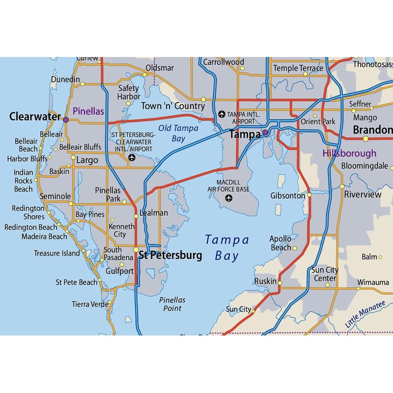 Physical Florida State Map - 23.3 x 16.5 Inches -